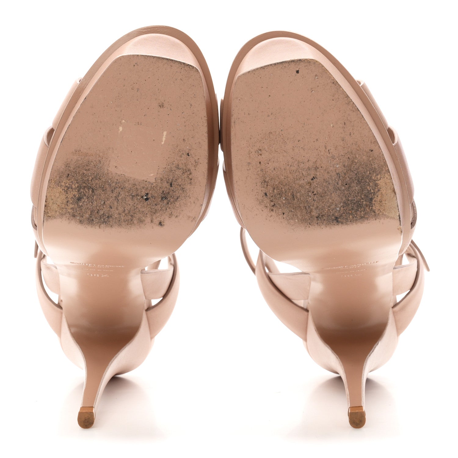 Calfskin Tribute 105 Platform Sandals 38.5 Nude