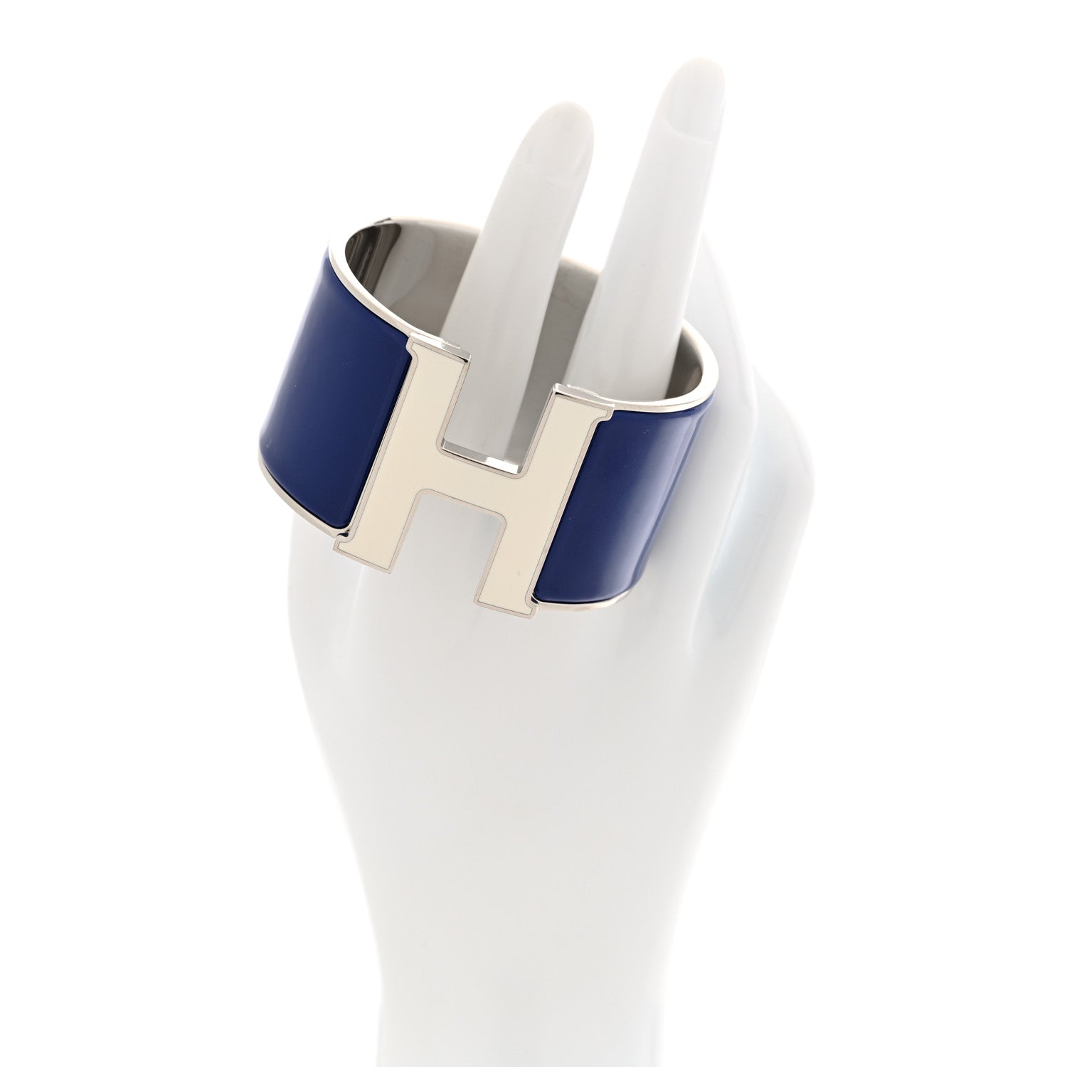 Enamel Extra Wide Clic Clac H Bracelet PM Bleu Electrique White