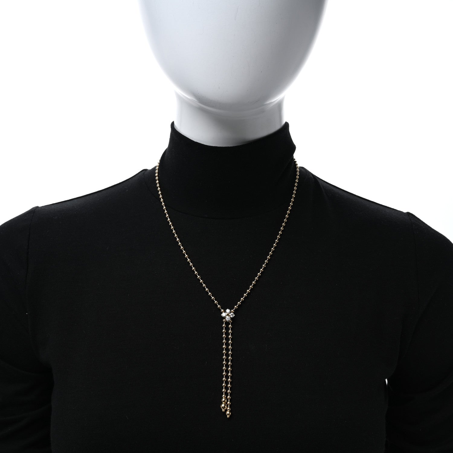 18K Yellow Gold Diamond Love in Verona Flower Zipper Necklace
