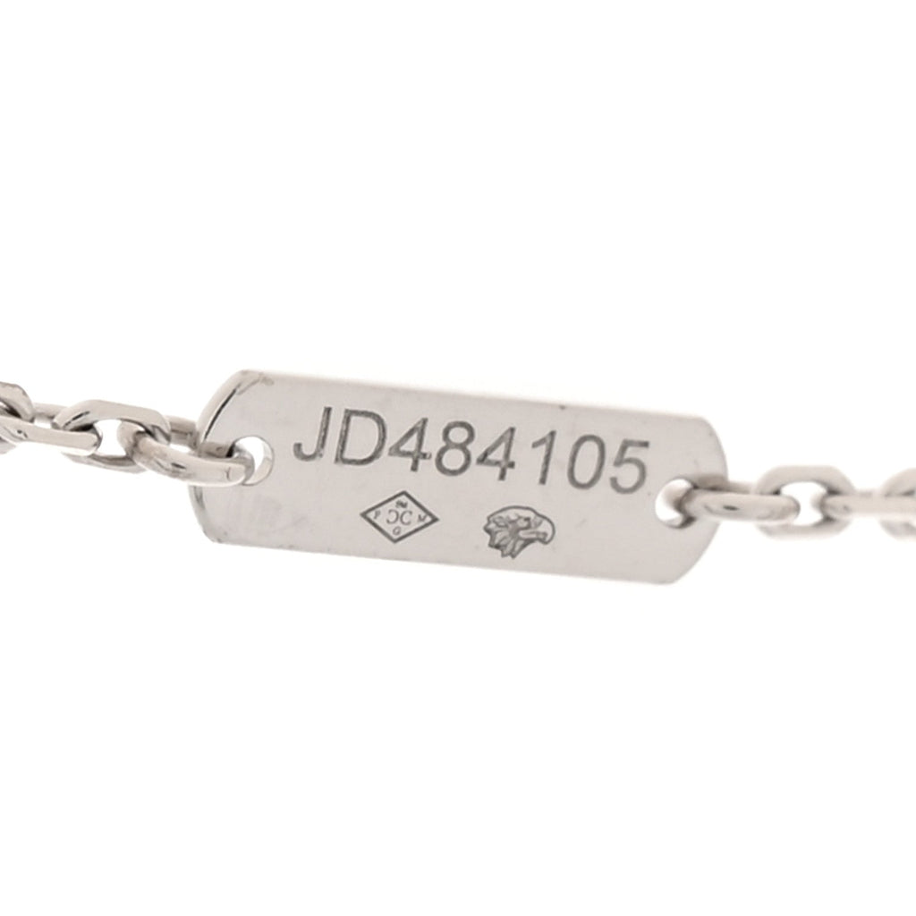 18K White Gold Diamond Vintage Alhambra Pendant Necklace