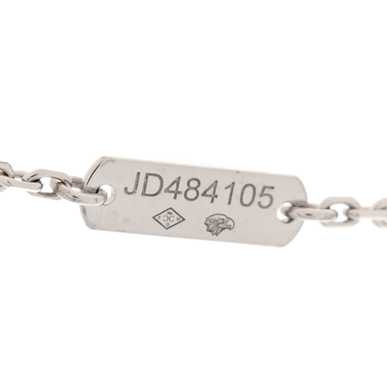 18K White Gold Diamond Vintage Alhambra Pendant Necklace
