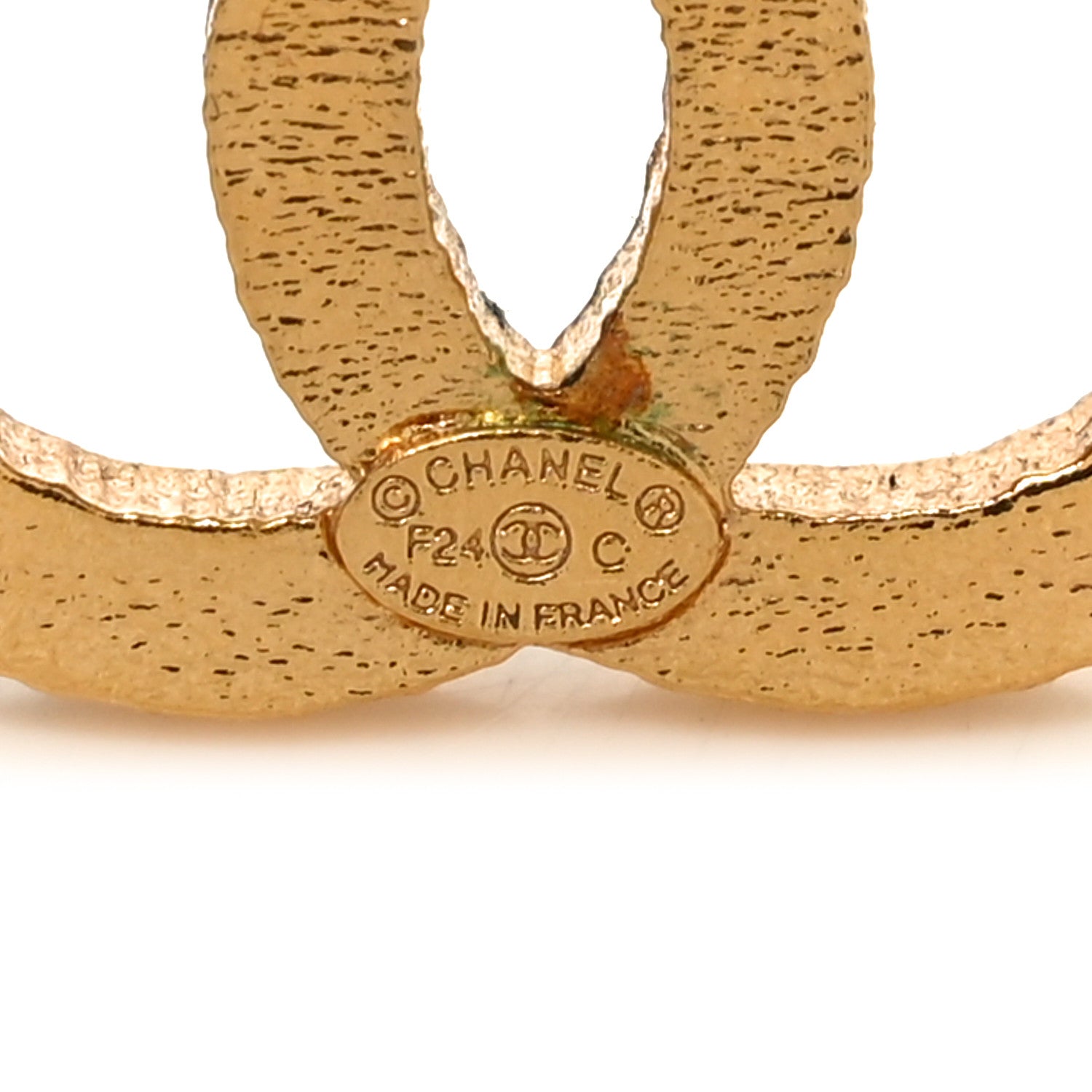 Enamel CC Earrings Black Gold