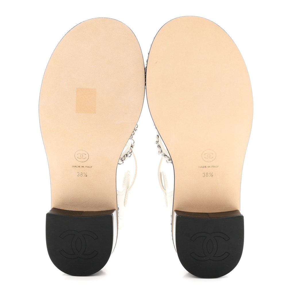 Lambskin Chain Cork Sandals 38.5 White
