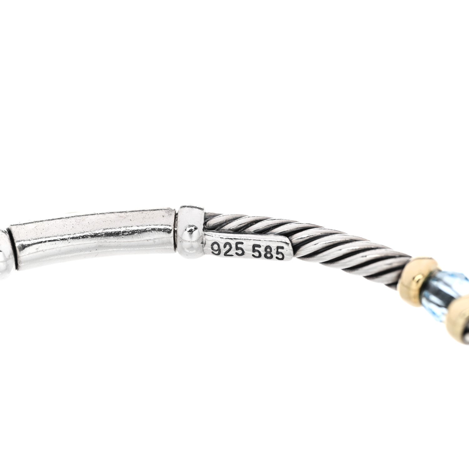 Sterling Silver 14K Yellow Gold Blue Topaz 3mm Metro Link Bracelet