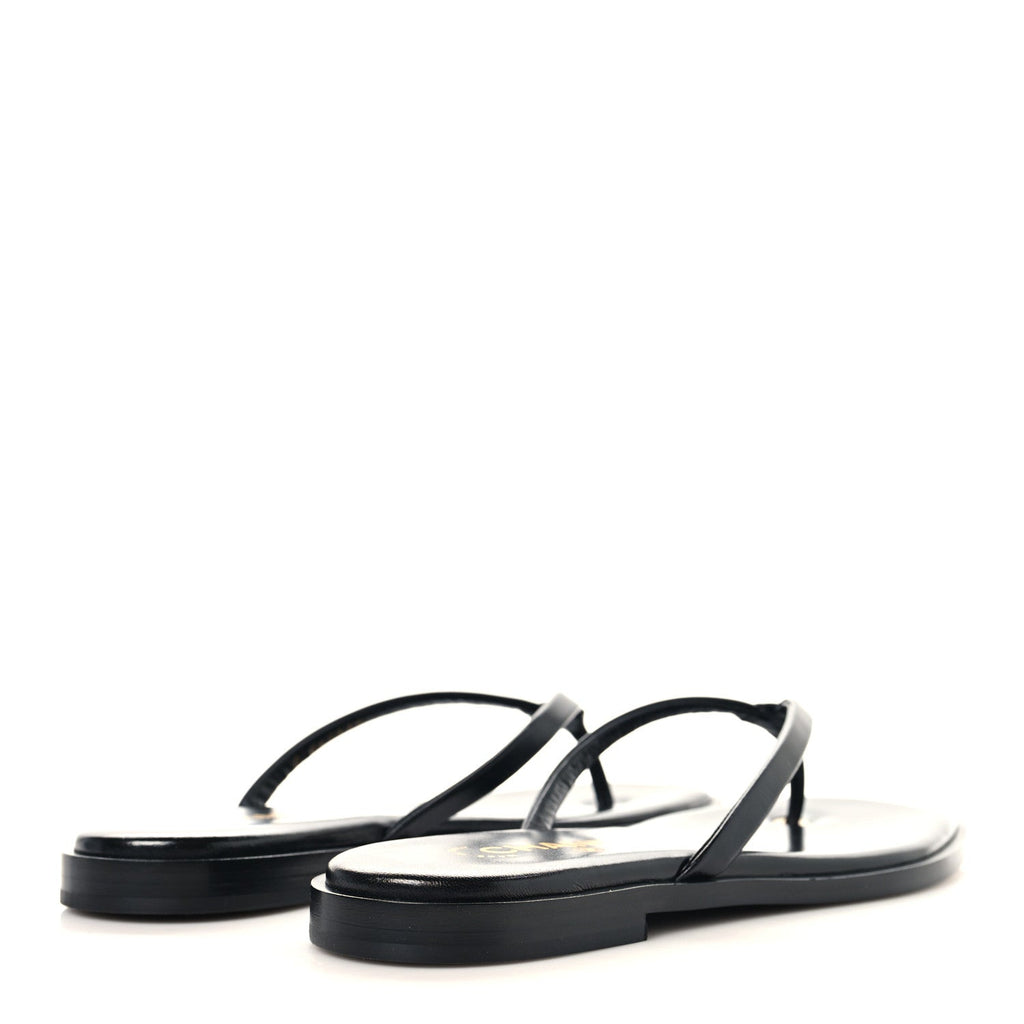 Goatskin CC Times Square Thong Sandals 39 Black