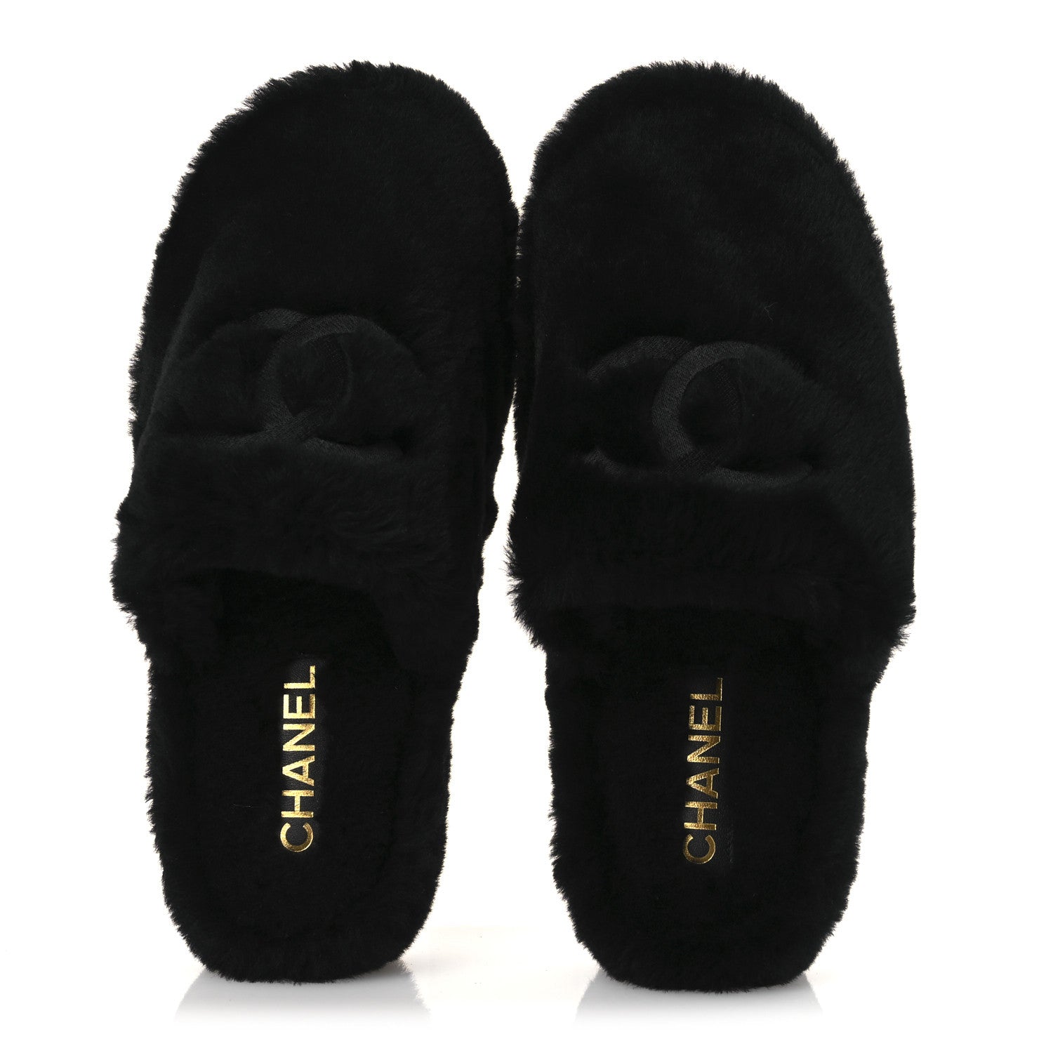Shearling CC Flat Mules 40 Black