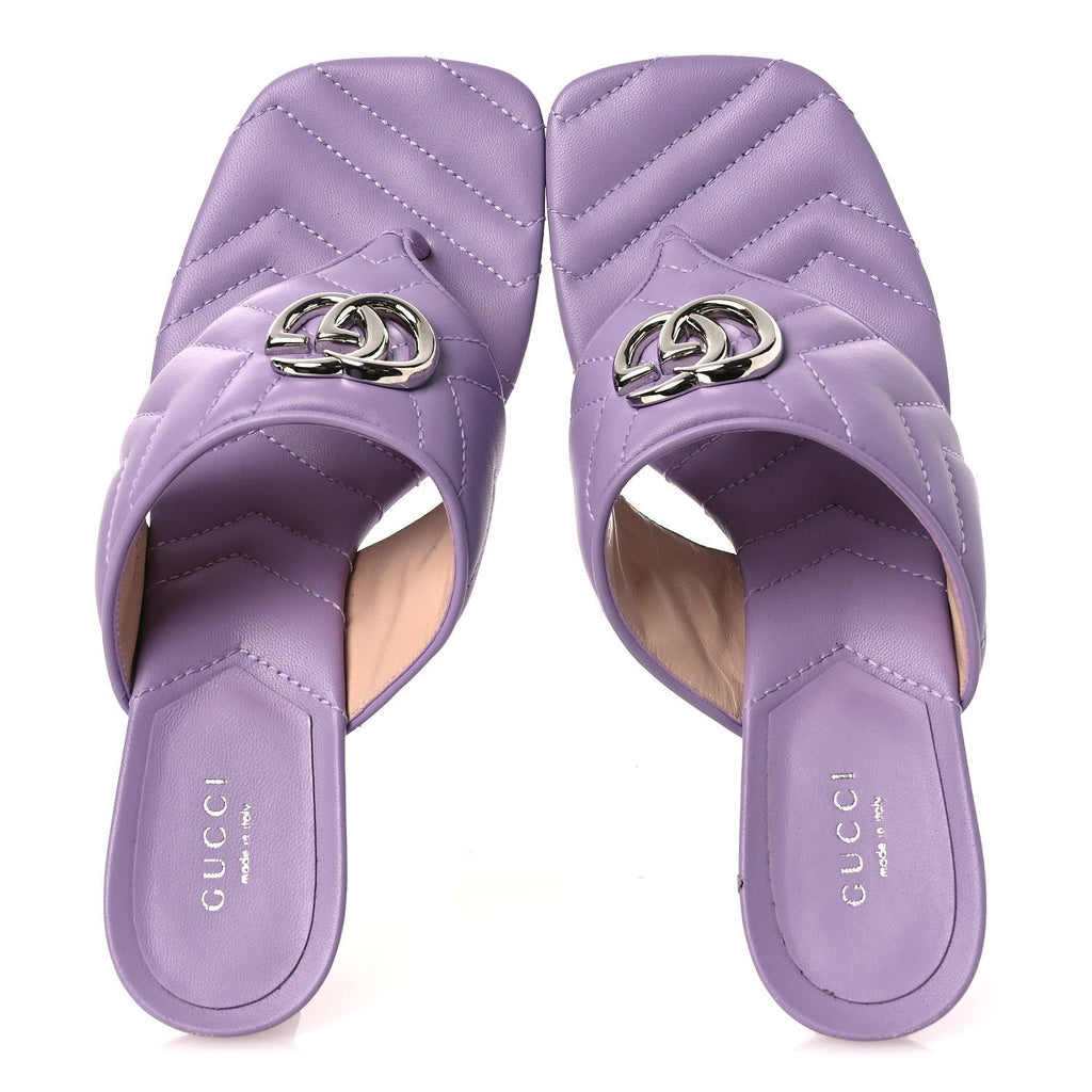Nappa Charlotte GG Marmont 55mm Thong Sandals 38 Pale Lavander