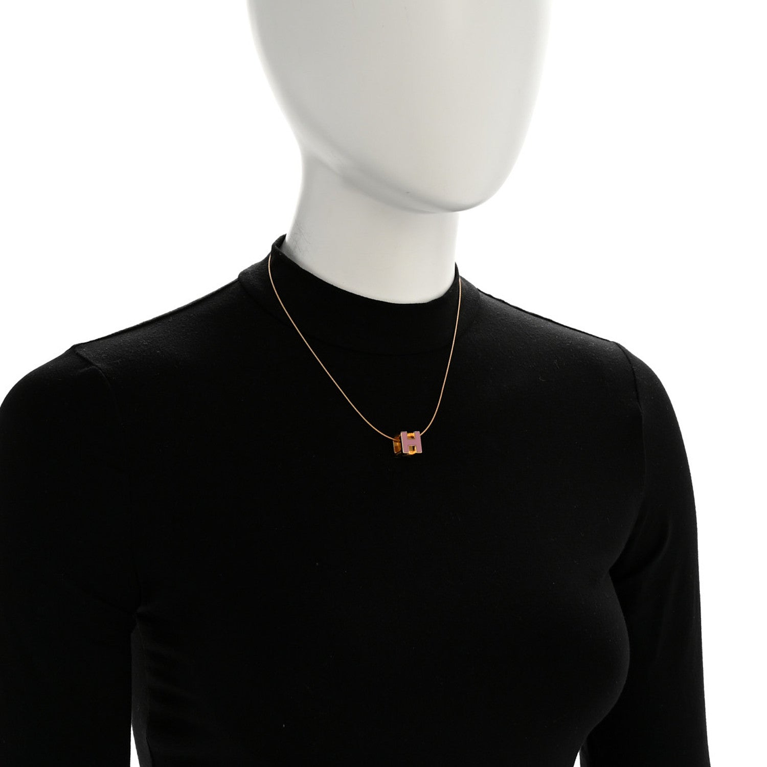 Gold Lacquered Cage d'H Pendant Necklace Rose Dragee