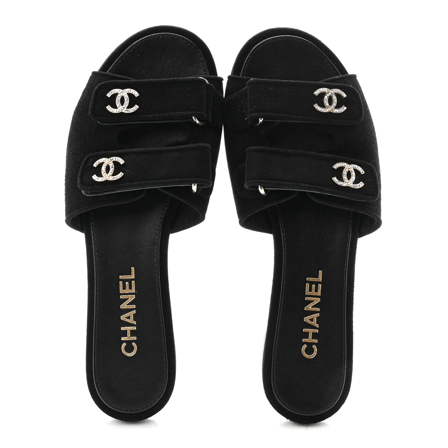Suede Kidskin Velcro Mules 38.5 Black