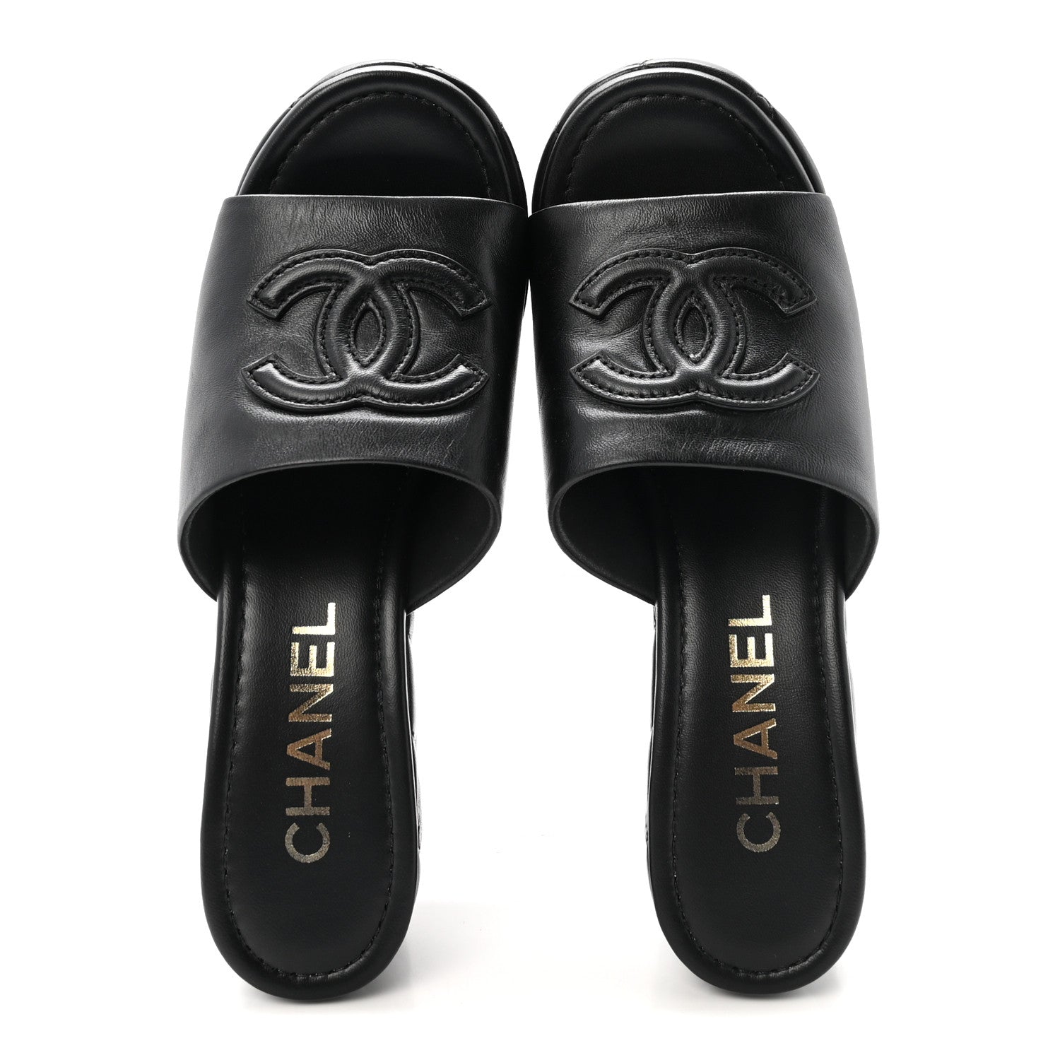 Lambskin Quilted CC Platform Mules 37.5 Black