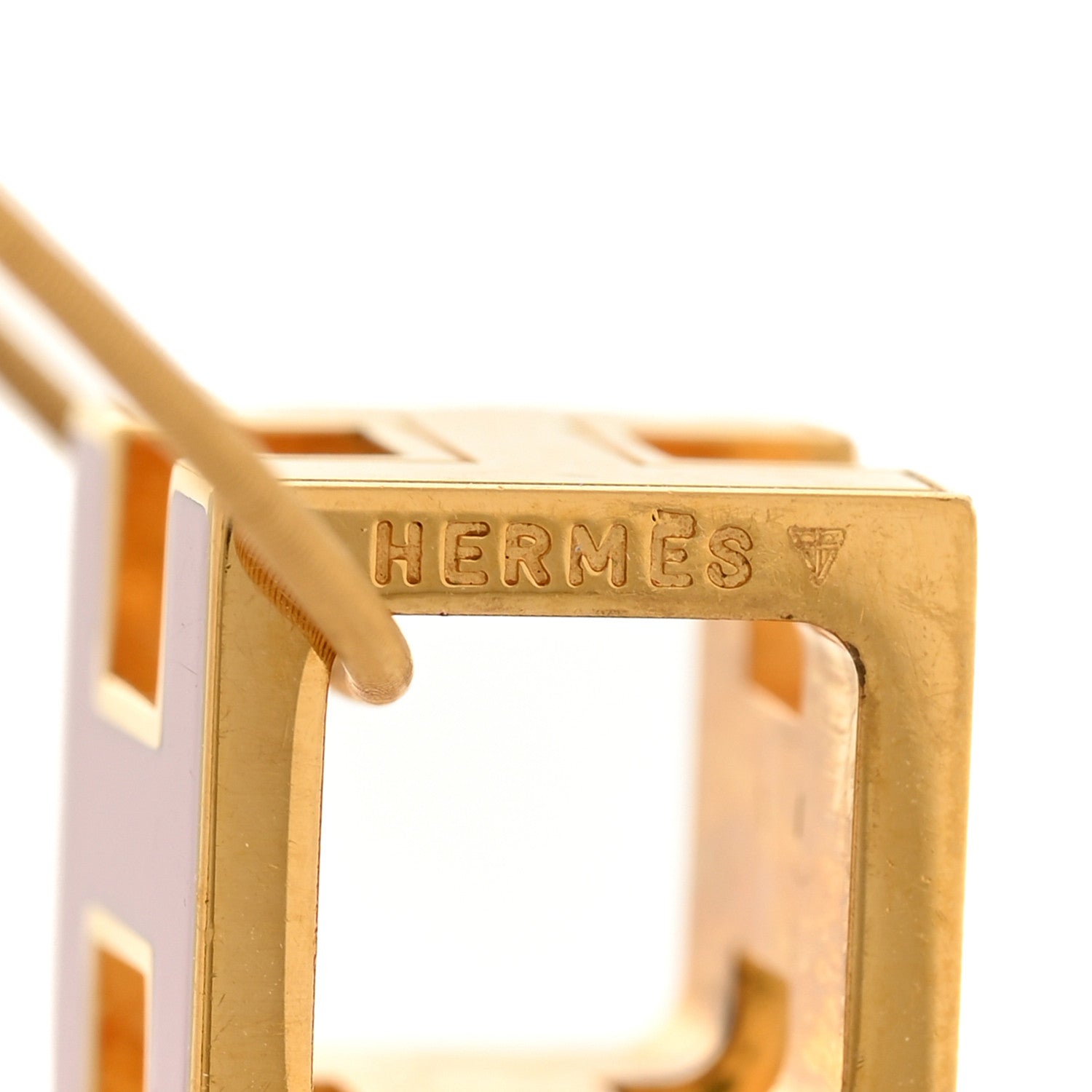 Gold Lacquered Cage d'H Pendant Necklace Rose Dragee