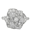18K White Gold Diamond Rose Ring 49 4.75