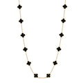 18K Yellow Gold Black Onyx 20 Motifs Vintage Alhambra Necklace