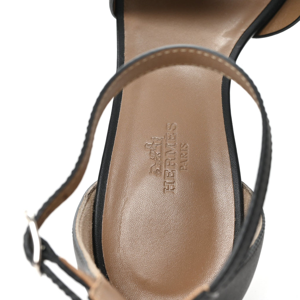 Calfskin Legend Wedge Sandals 38.5 Black