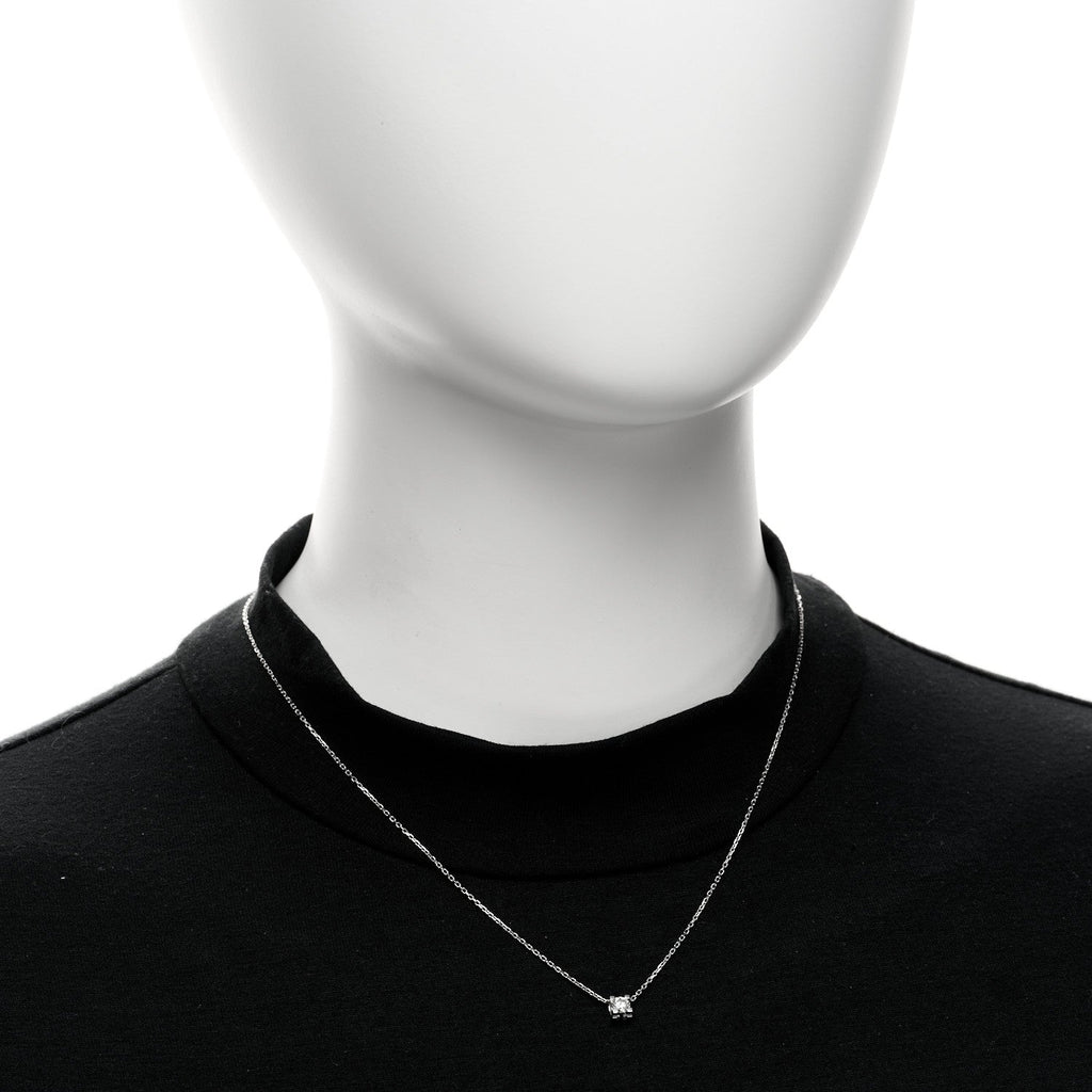 18K White Gold Diamond .23ct C De Cartier Pendant Necklace