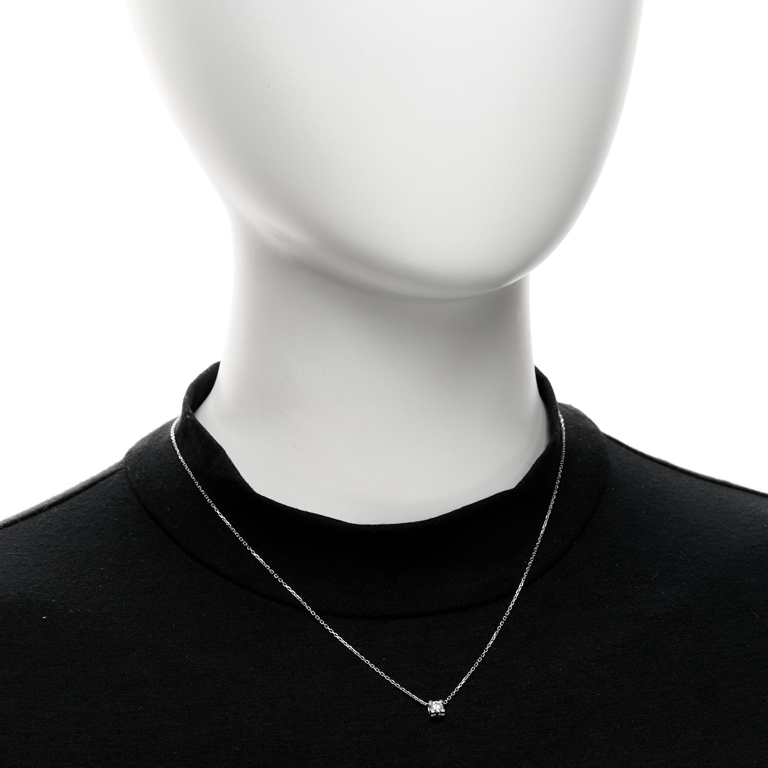 18K White Gold Diamond .23ct C De Cartier Pendant Necklace
