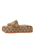Monogram Maxi GG Angelina Platform 55mm Slide Sandals 41.5 Camel Ebony