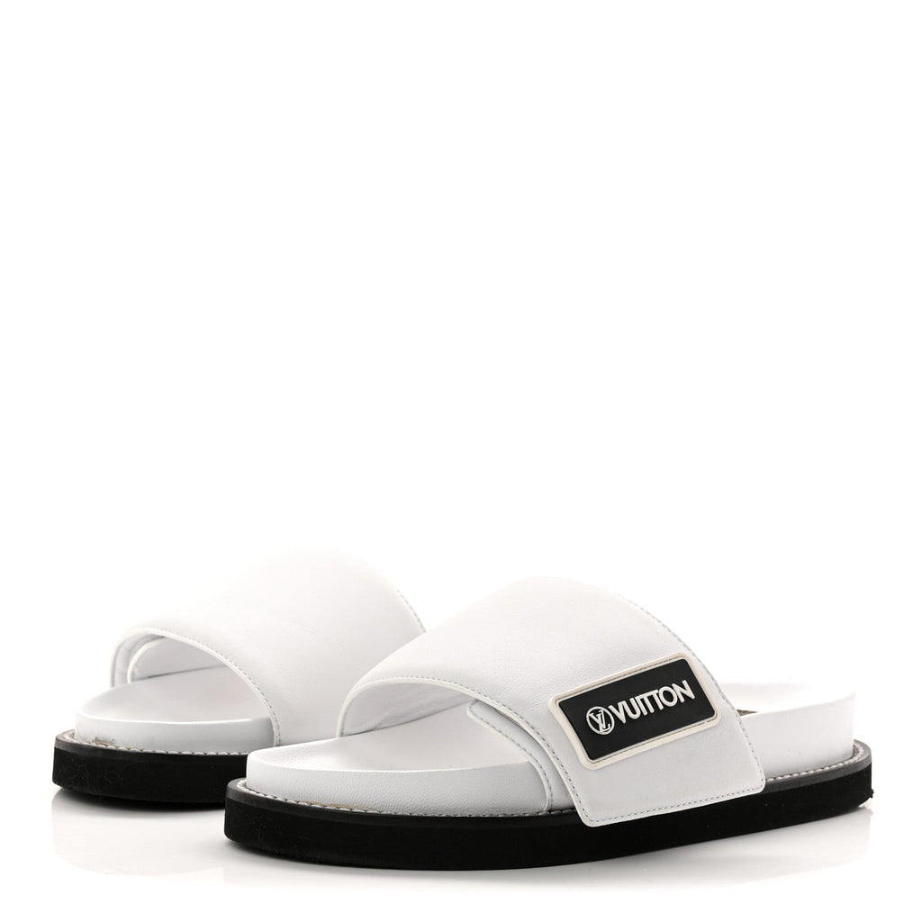Calfskin Sunset Flat Mule Sandals 39 White