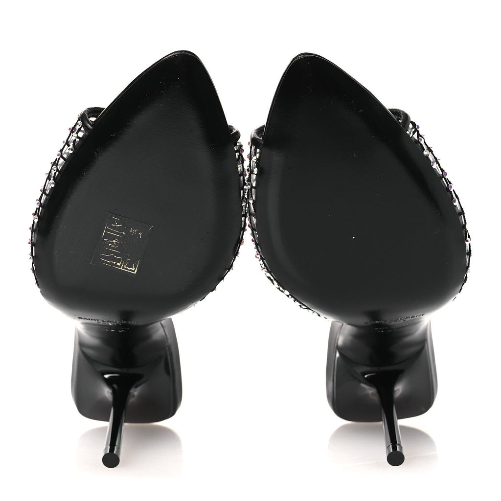 Mesh Strass Giqua 95 Mule Sandals 37.5 Black