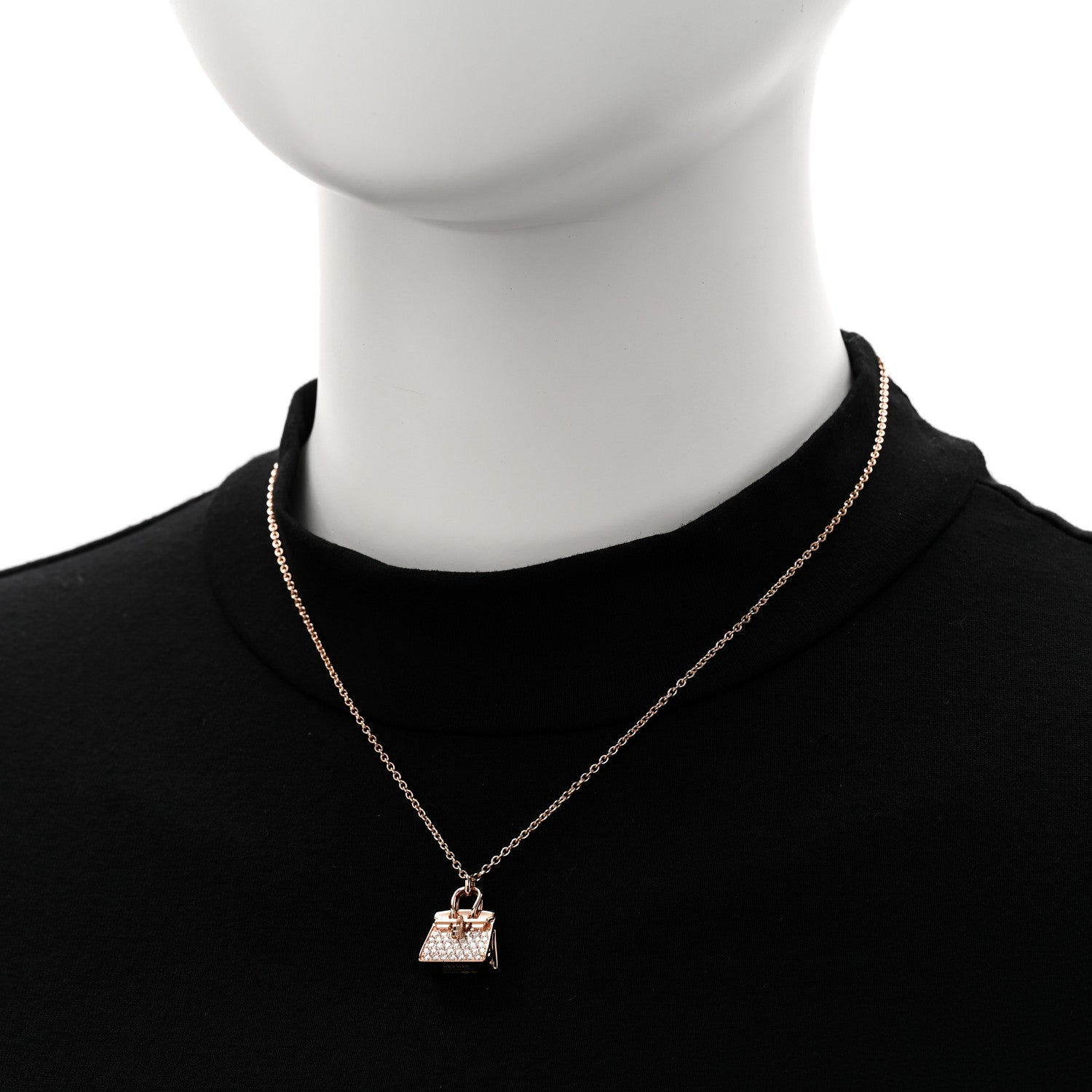 18K Rose Gold Diamond Birkin Amulettes Pendant Necklace