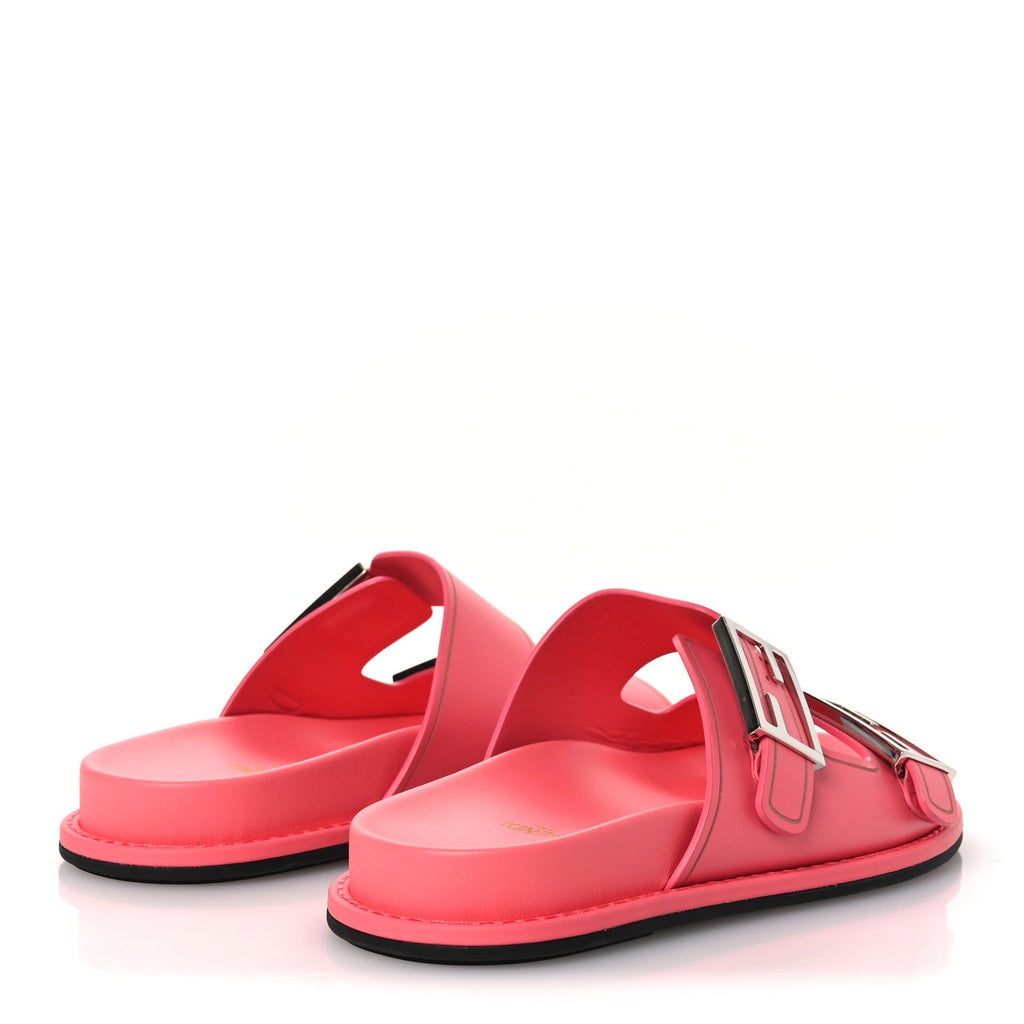Vitello Fendi Feel Buckled Slide Sandals 38 Pink Dalia