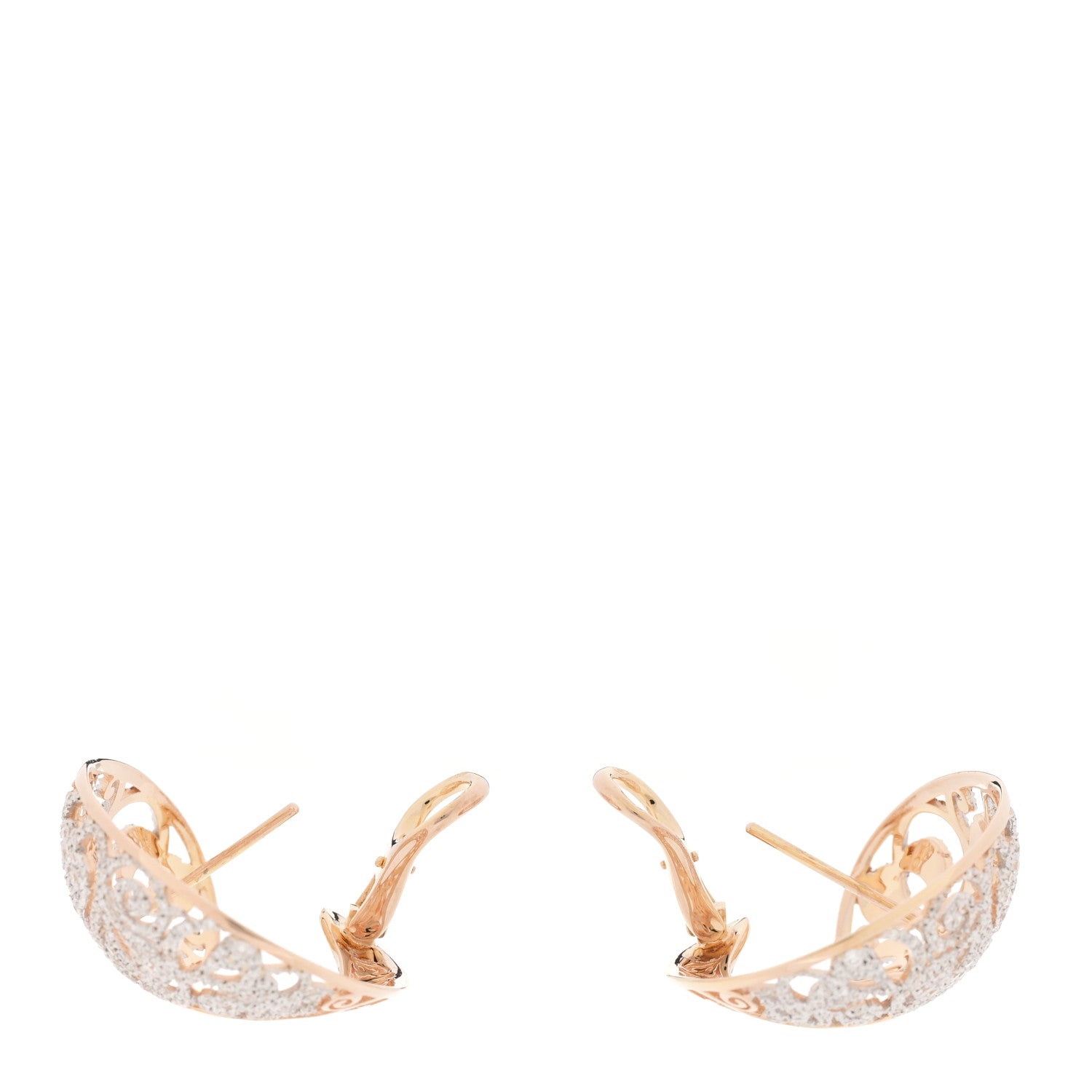 18K Rose Gold Diamond Arabesque Earrings