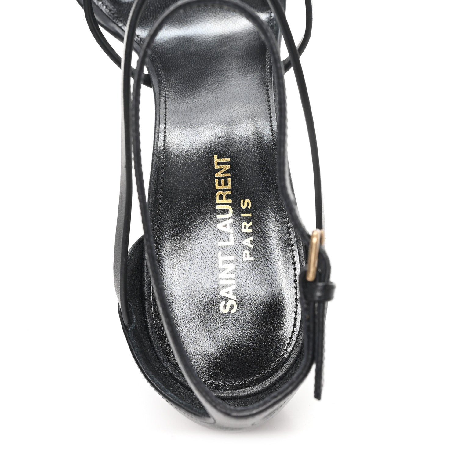 Calfskin Cassandra Palm Logo 110 Ankle Strap Sandals 40 Black