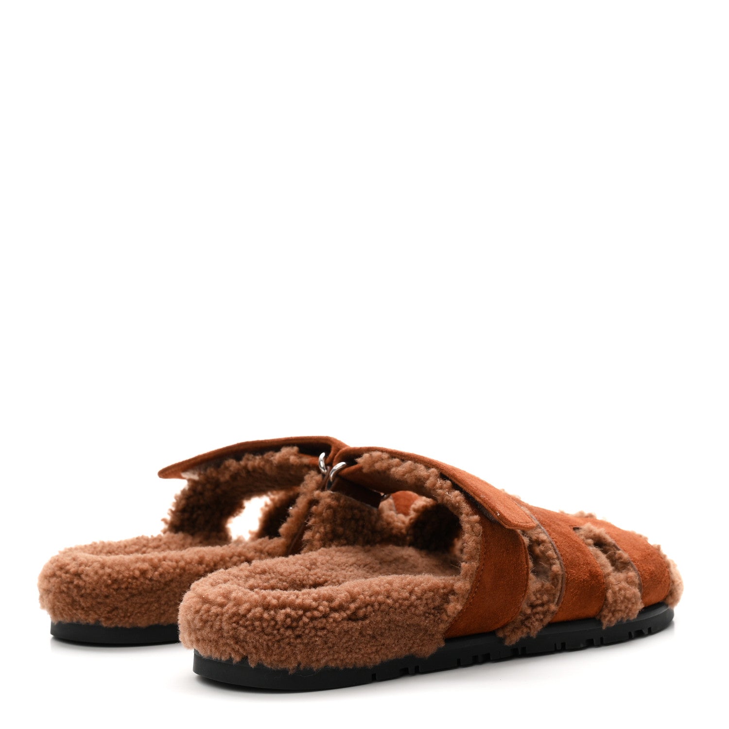 Suede Goatskin Shearling Womens Chypre Sandals 38 Gold