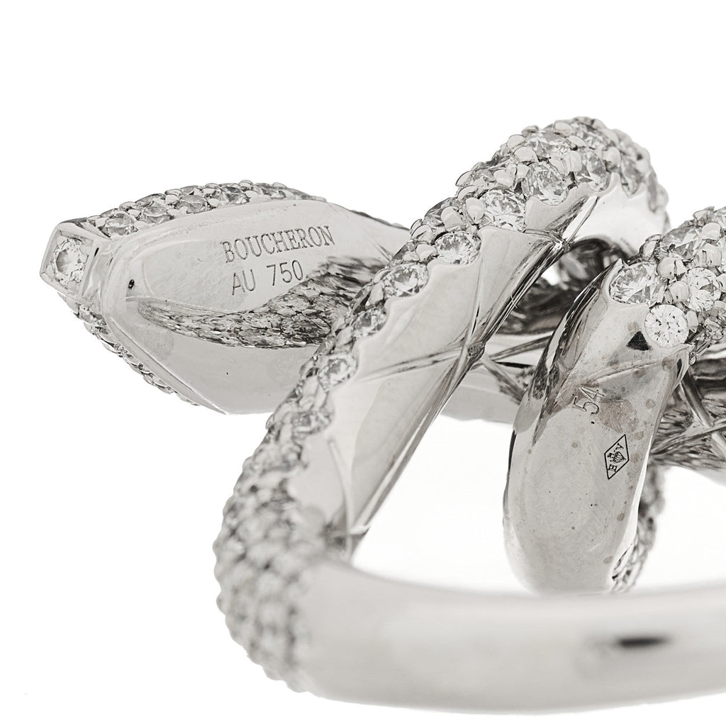 18K White Gold Diamond Kaa Snake Ring 54 6.75
