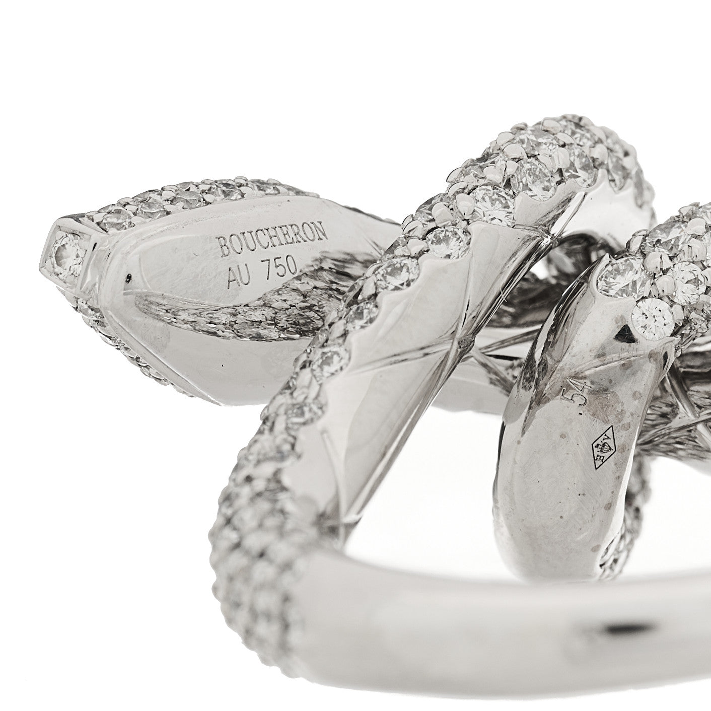 18K White Gold Diamond Kaa Snake Ring 54 6.75