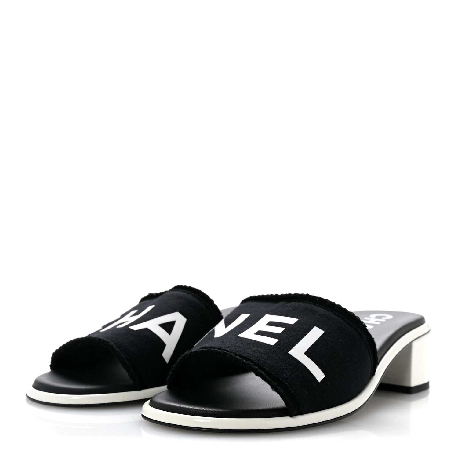 Cotton Logo Mule Sandals 41 Black White