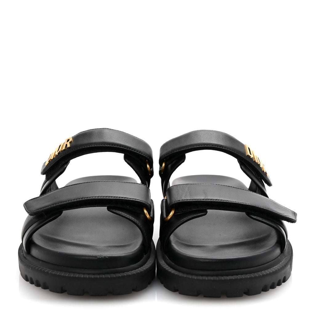 Lambskin Dioract 10mm Slide Sandals 39.5 Black