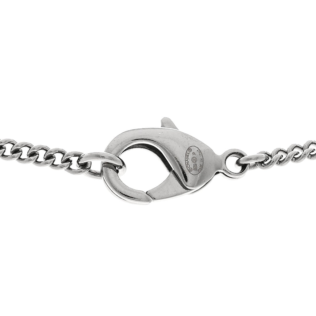 Metal Crystal Ruthenium Dog Tag Charm Necklace Black