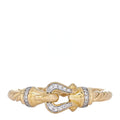 18K Yellow Gold Diamond Petite Buckle Cable Ring 53 6.5
