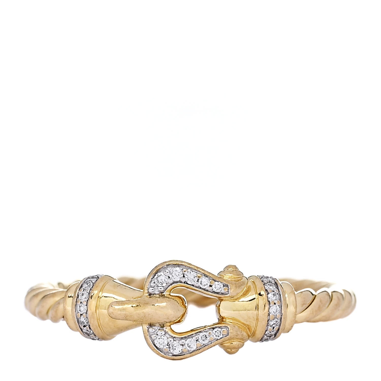 18K Yellow Gold Diamond Petite Buckle Cable Ring 53 6.5