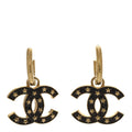 Metal Glitter Sparkle CC Star Drop Earrings Gold Black