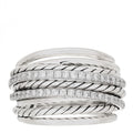 Sterling Silver Diamond 16mm Wide Crossover Ring 55 7.25