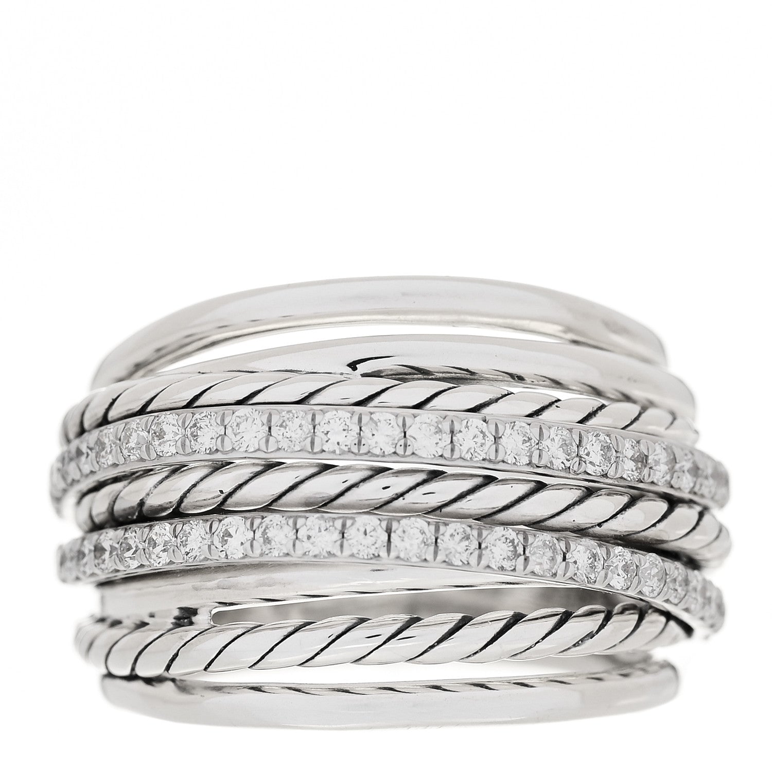 Sterling Silver Diamond 16mm Wide Crossover Ring 55 7.25
