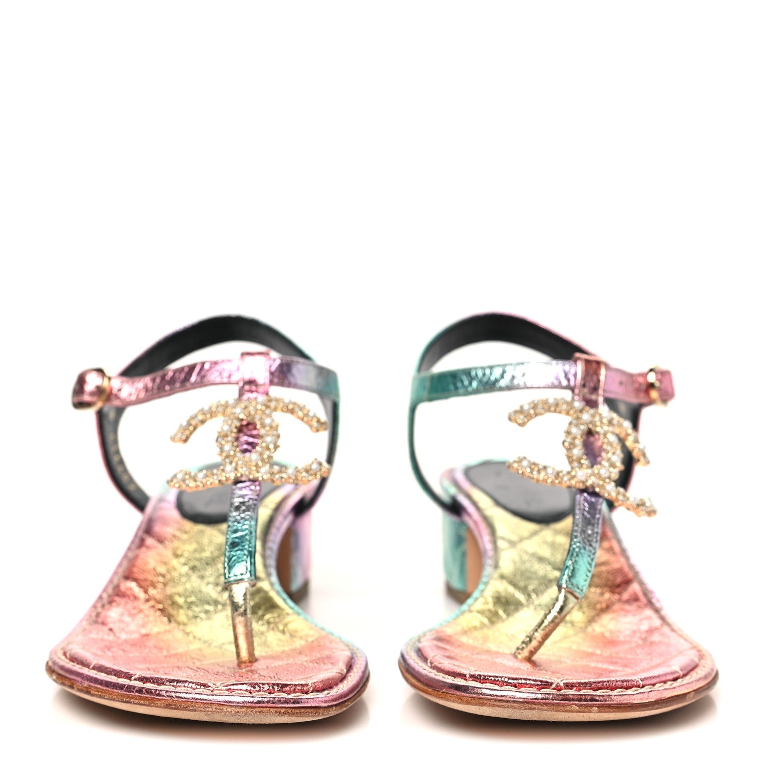 Goatskin Fantasy CC Pearl Thong Sandals 35.5 Multicolor