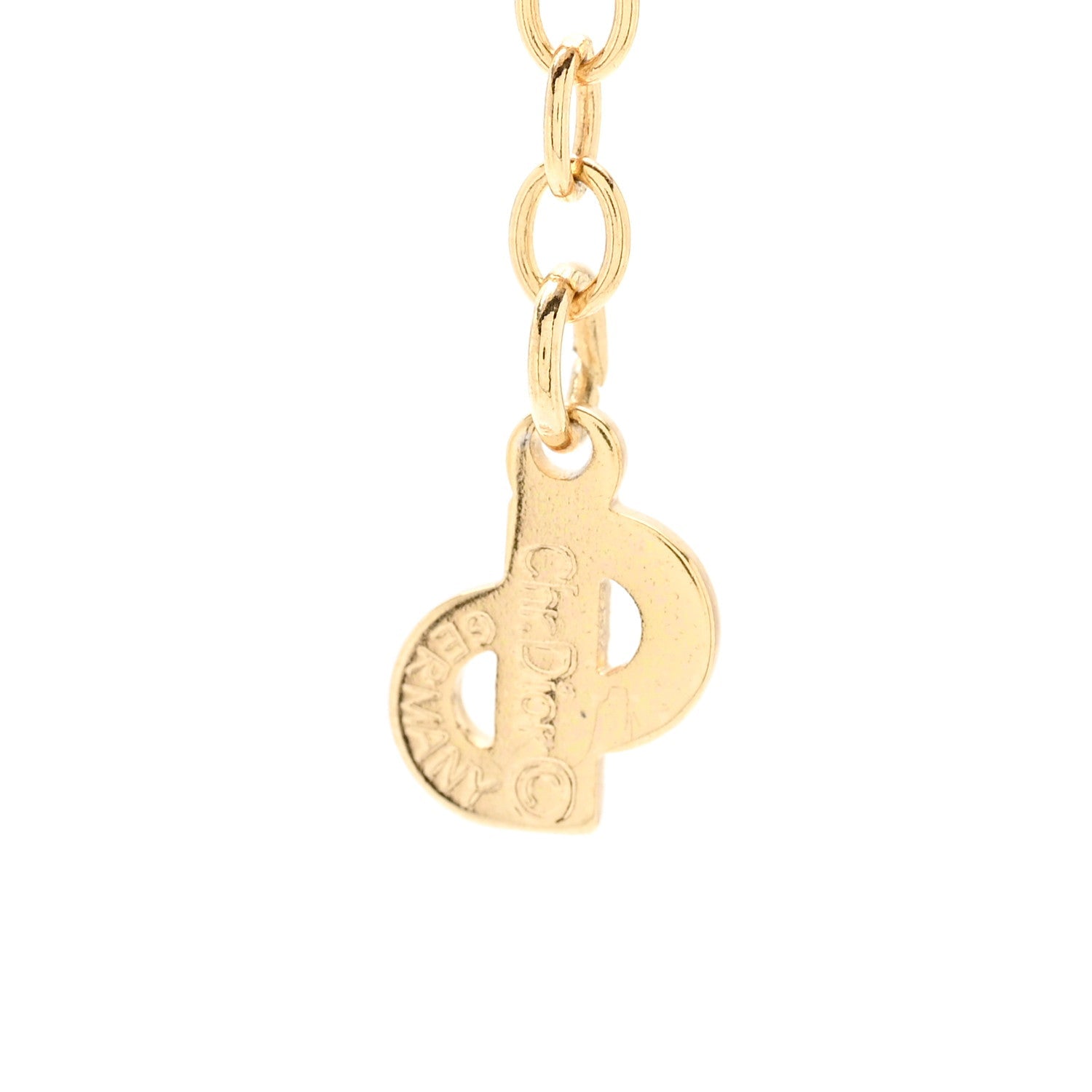 Metal Crystal Enamel CD Necklace Gold Black