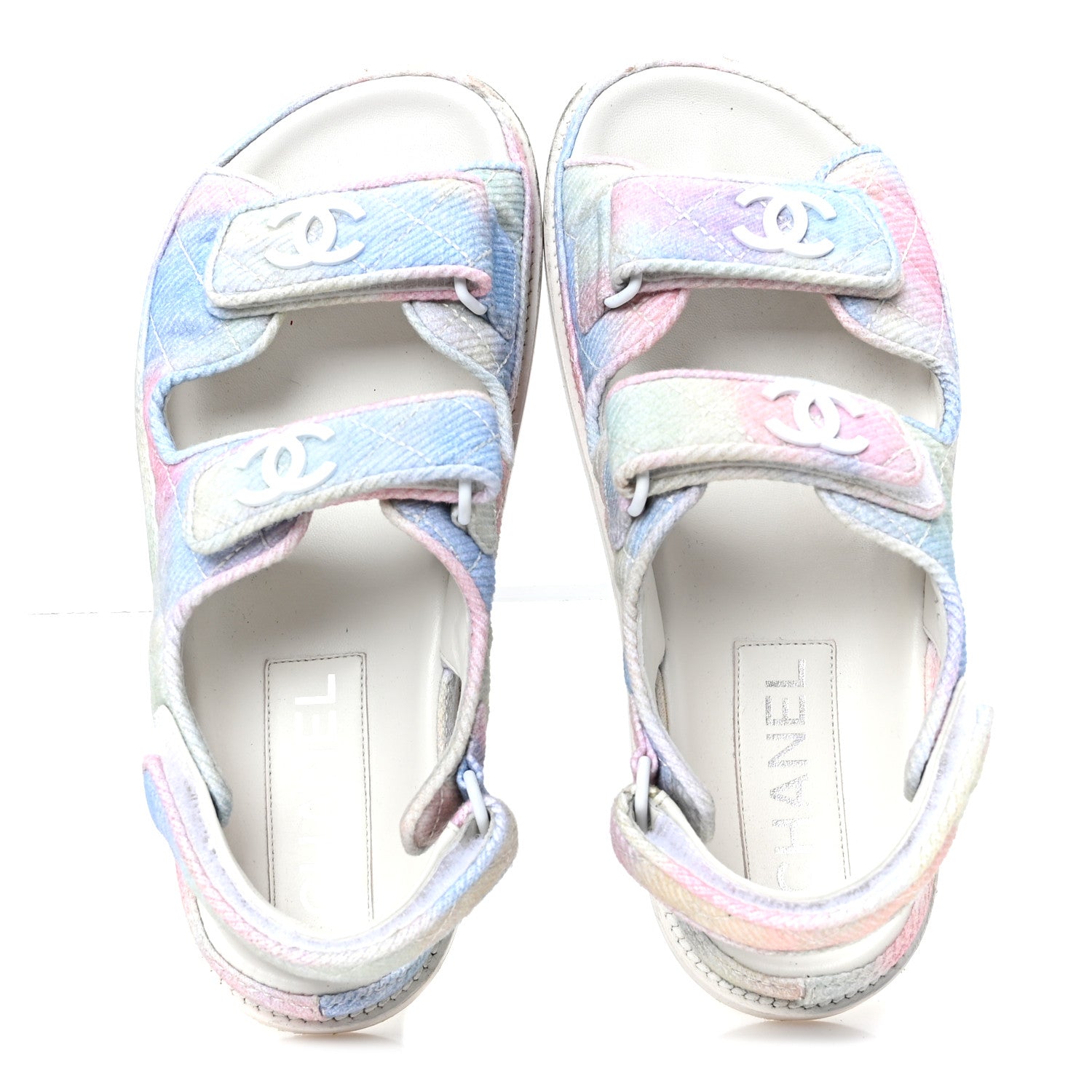 Printed Fabric Quilted Dad Sandals 36 Green Pink Blue