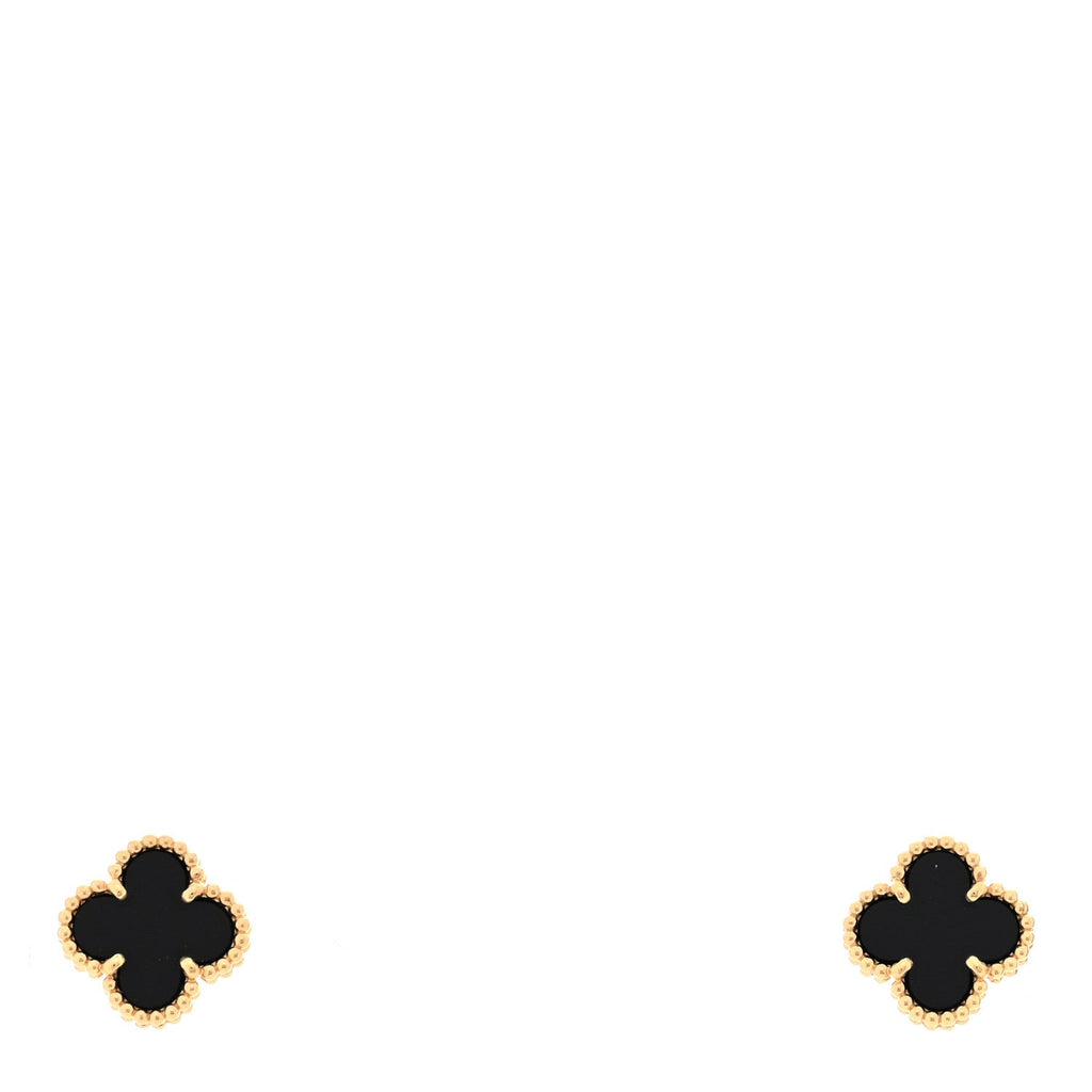 18K Yellow Gold Black Onyx Sweet Alhambra Earrings