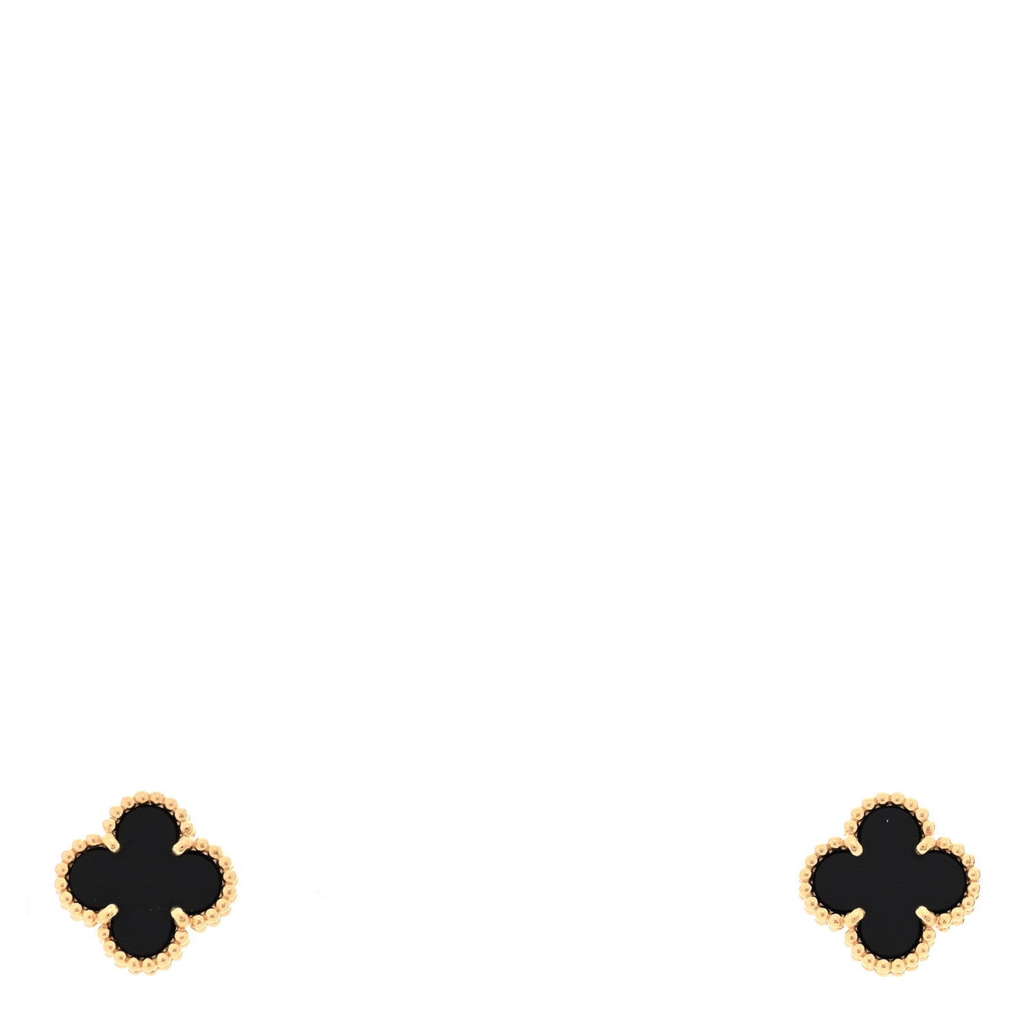 18K Yellow Gold Black Onyx Sweet Alhambra Earrings