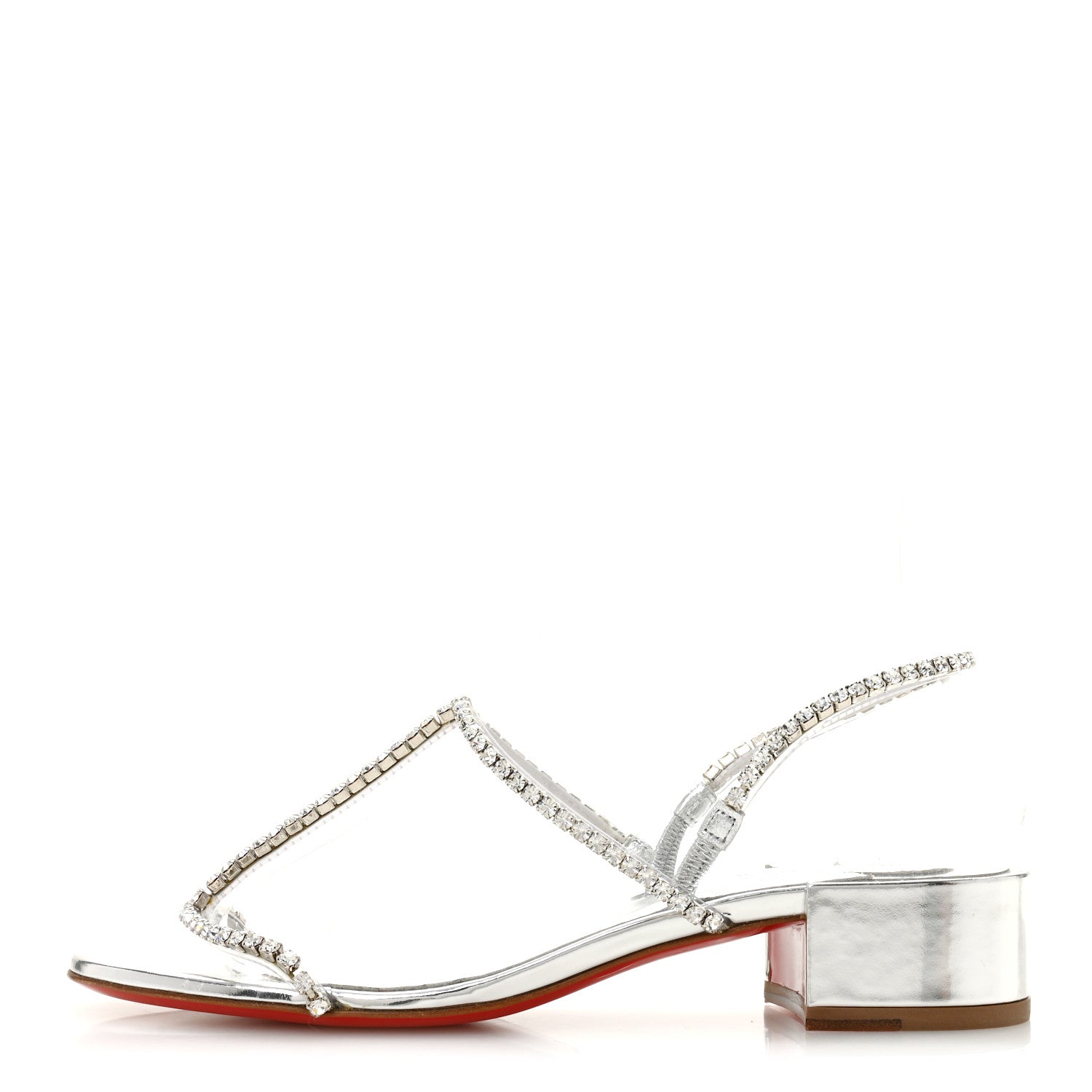 Specchio PVC Crystal Simple Queenie Sandals 36 Silver