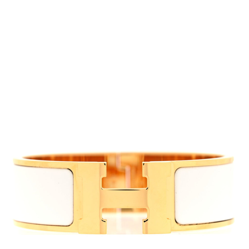 Enamel Wide Clic Clac H Bracelet GM White