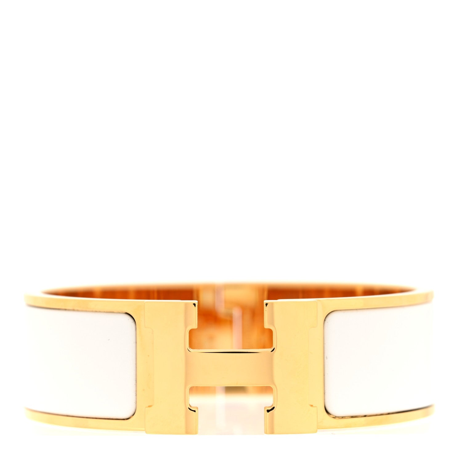 Enamel Wide Clic Clac H Bracelet GM White