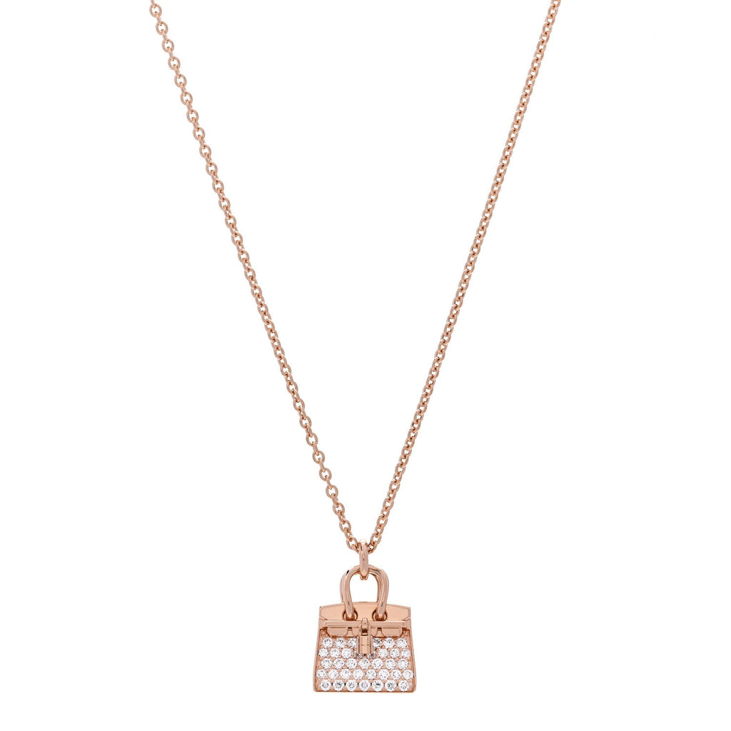 18K Rose Gold Diamond Birkin Amulettes Pendant Necklace