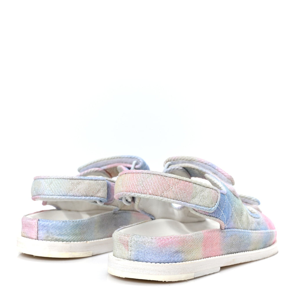 Printed Fabric Quilted Dad Sandals 36 Green Pink Blue