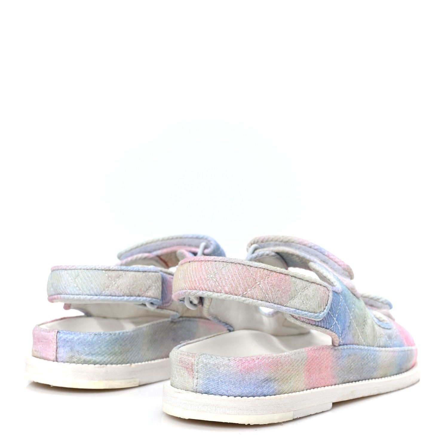 Printed Fabric Quilted Dad Sandals 36 Green Pink Blue