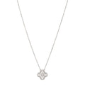18K White Gold Diamond Vintage Alhambra Pendant Necklace